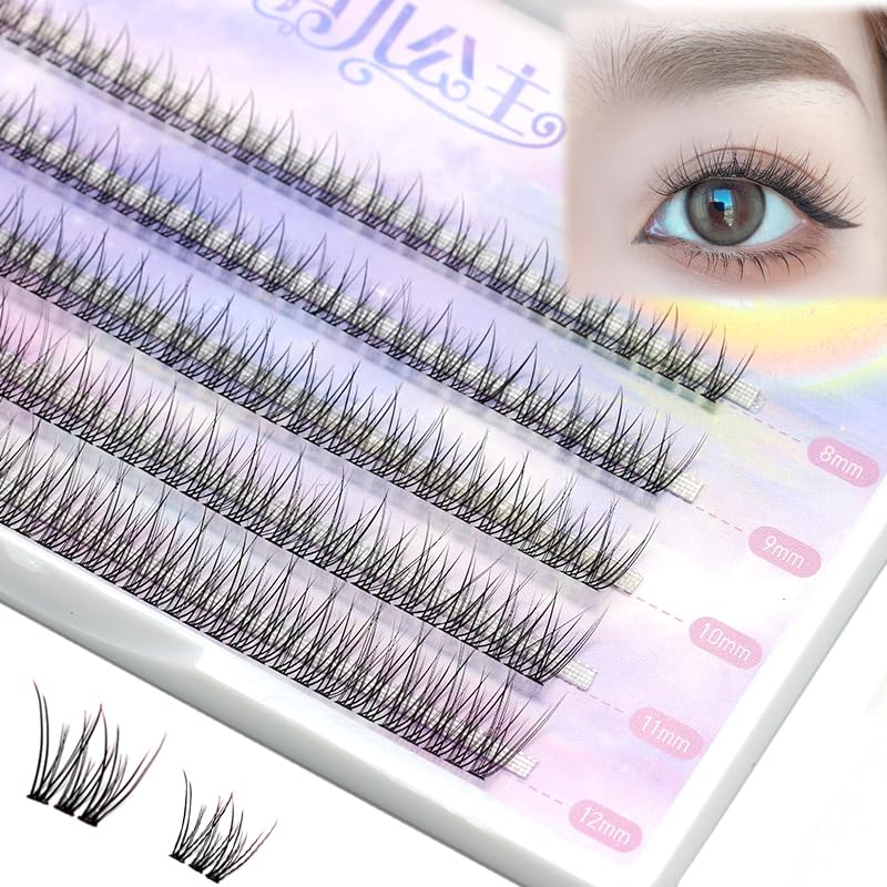 LASGOOS DIY Eyelash Extensions Fish Tail Eyelashes Natural Home Grafted False Fake Individual Eyelashes Cluster Lashes Flower Fairy Eye Makeup 89101112mm 200pcs in Bulk Pack Wholesale Salon Lashes